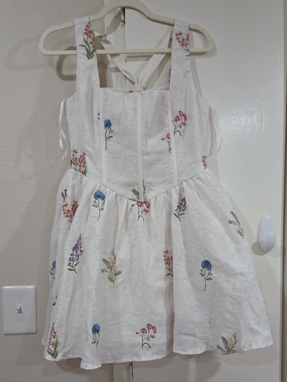 Just Me White Floral Embroidered Sundress. New Without Tags